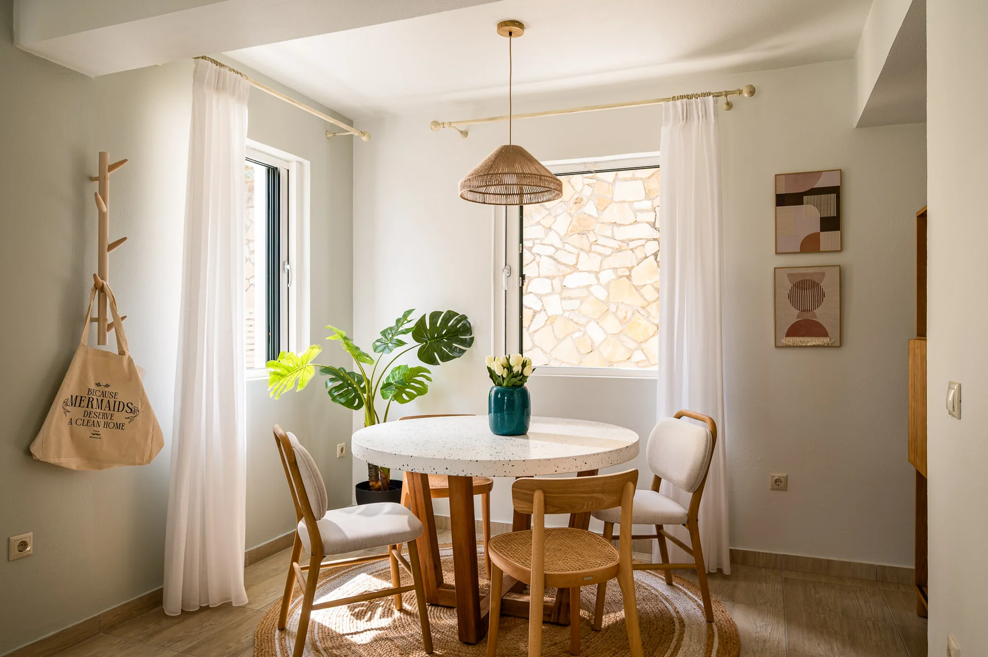 muscalas villas paxos dining nook terrazzo table