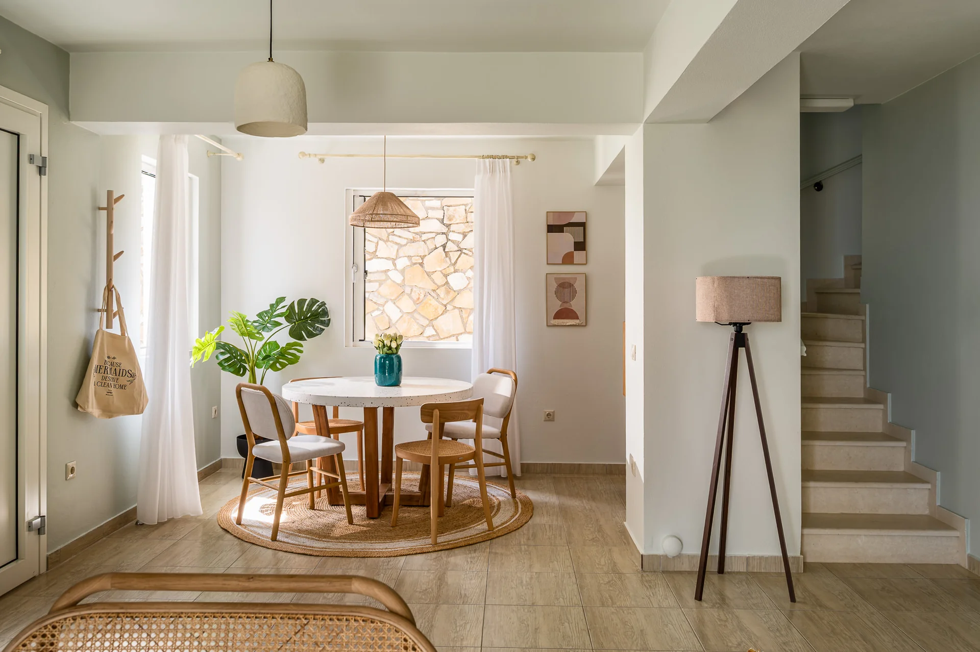muscalas villas paxos living dining staircase